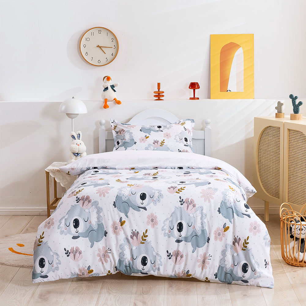 3D Koala Floral Cartoon Watercolor Pattern Quilt Cover Set Bedding Set Duvet Cover Pillowcases 143- Jess Art Decoration