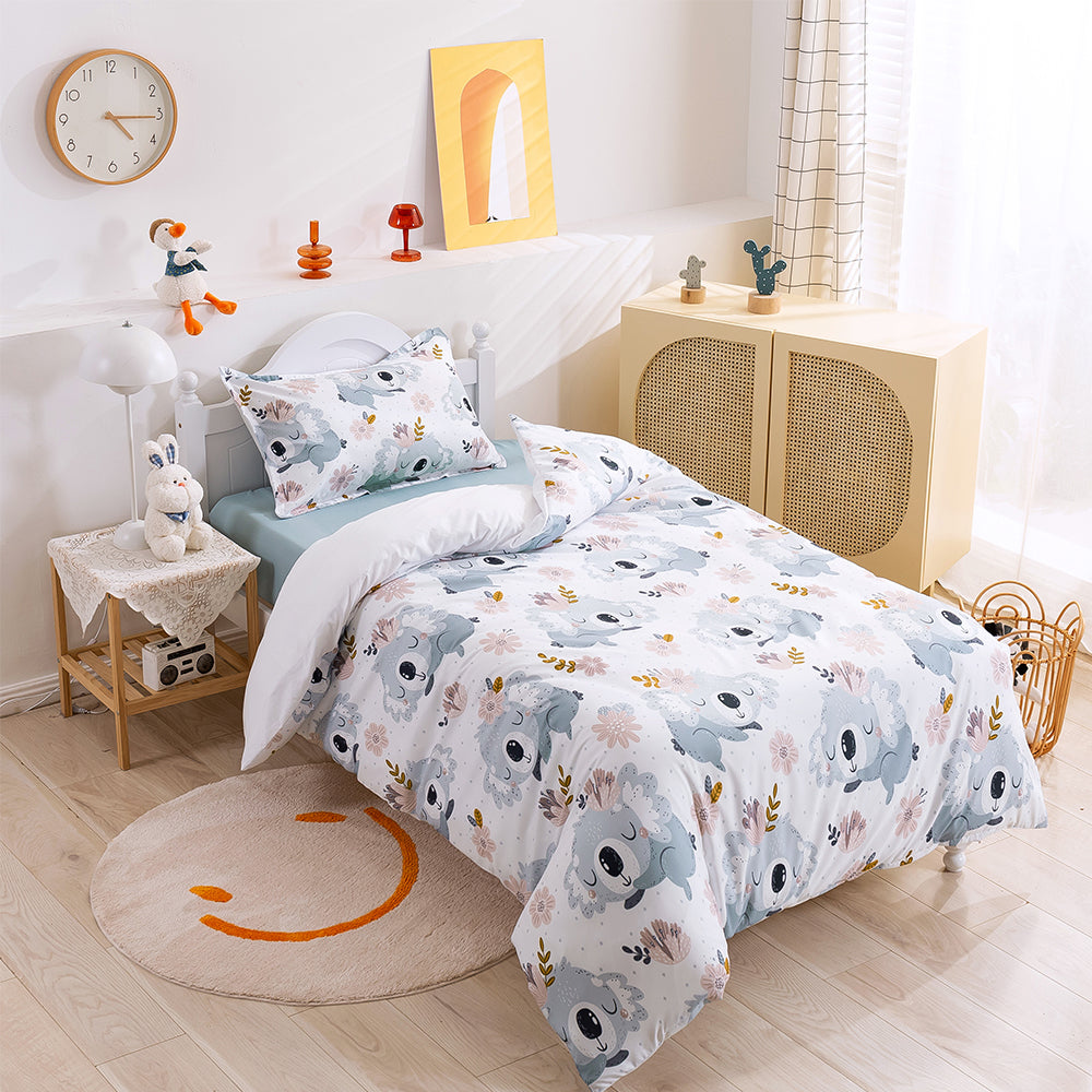3D Koala Floral Cartoon Watercolor Pattern Quilt Cover Set Bedding Set Duvet Cover Pillowcases 143- Jess Art Decoration