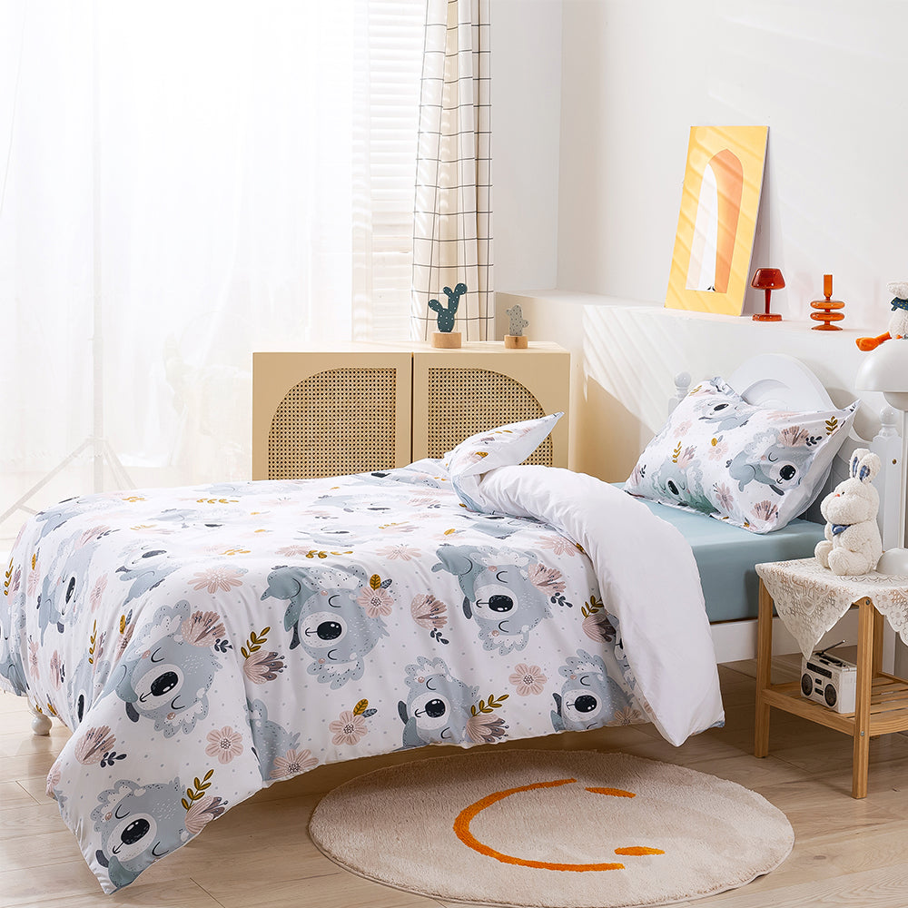 3D Koala Floral Cartoon Watercolor Pattern Quilt Cover Set Bedding Set Duvet Cover Pillowcases 143- Jess Art Decoration