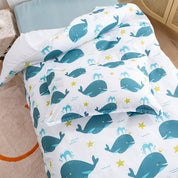 3D Whale Star Blue Cartoon Pattern Quilt Cover Set Bedding Set Duvet Cover Pillowcases 145- Jess Art Decoration