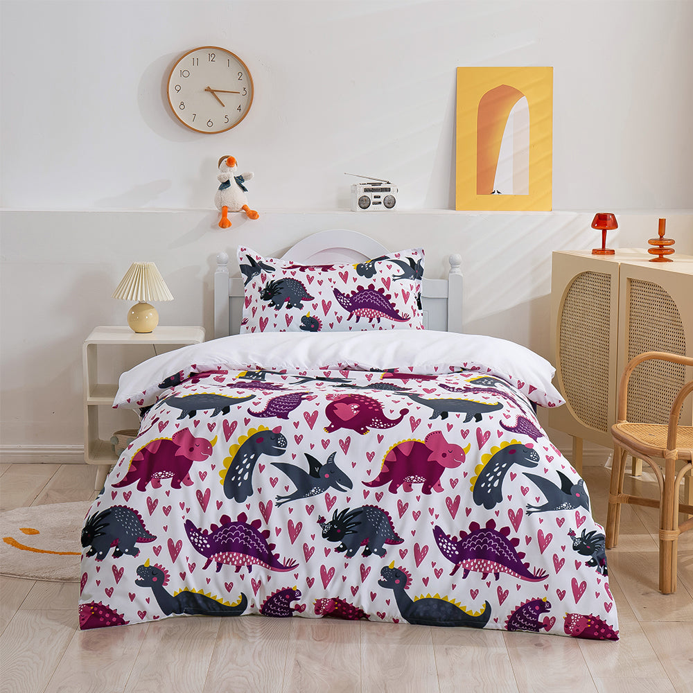 3D Dinosaur Colorful Cartoon Pattern Quilt Cover Set Bedding Set Duvet Cover Pillowcases 153- Jess Art Decoration