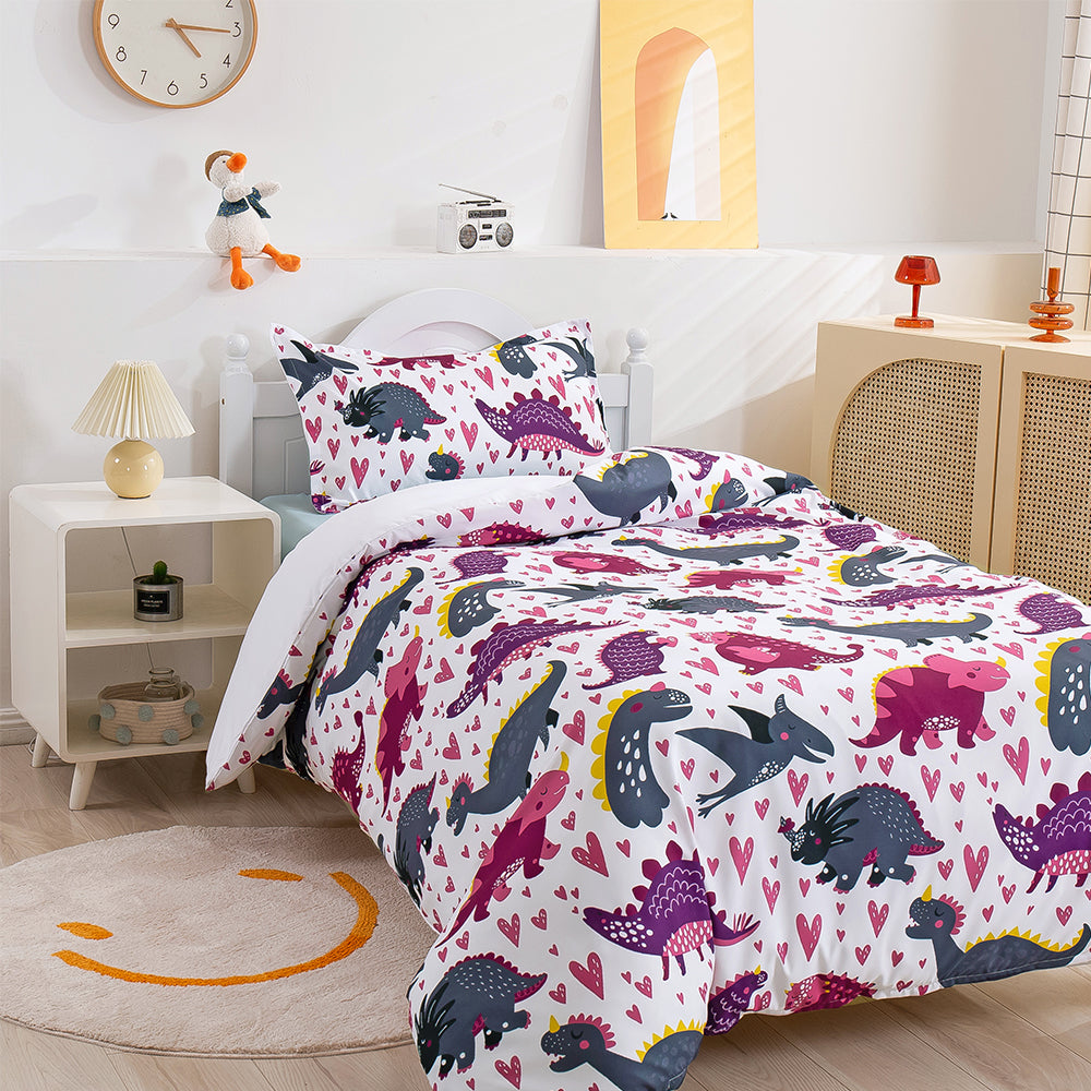 3D Dinosaur Colorful Cartoon Pattern Quilt Cover Set Bedding Set Duvet Cover Pillowcases 153- Jess Art Decoration