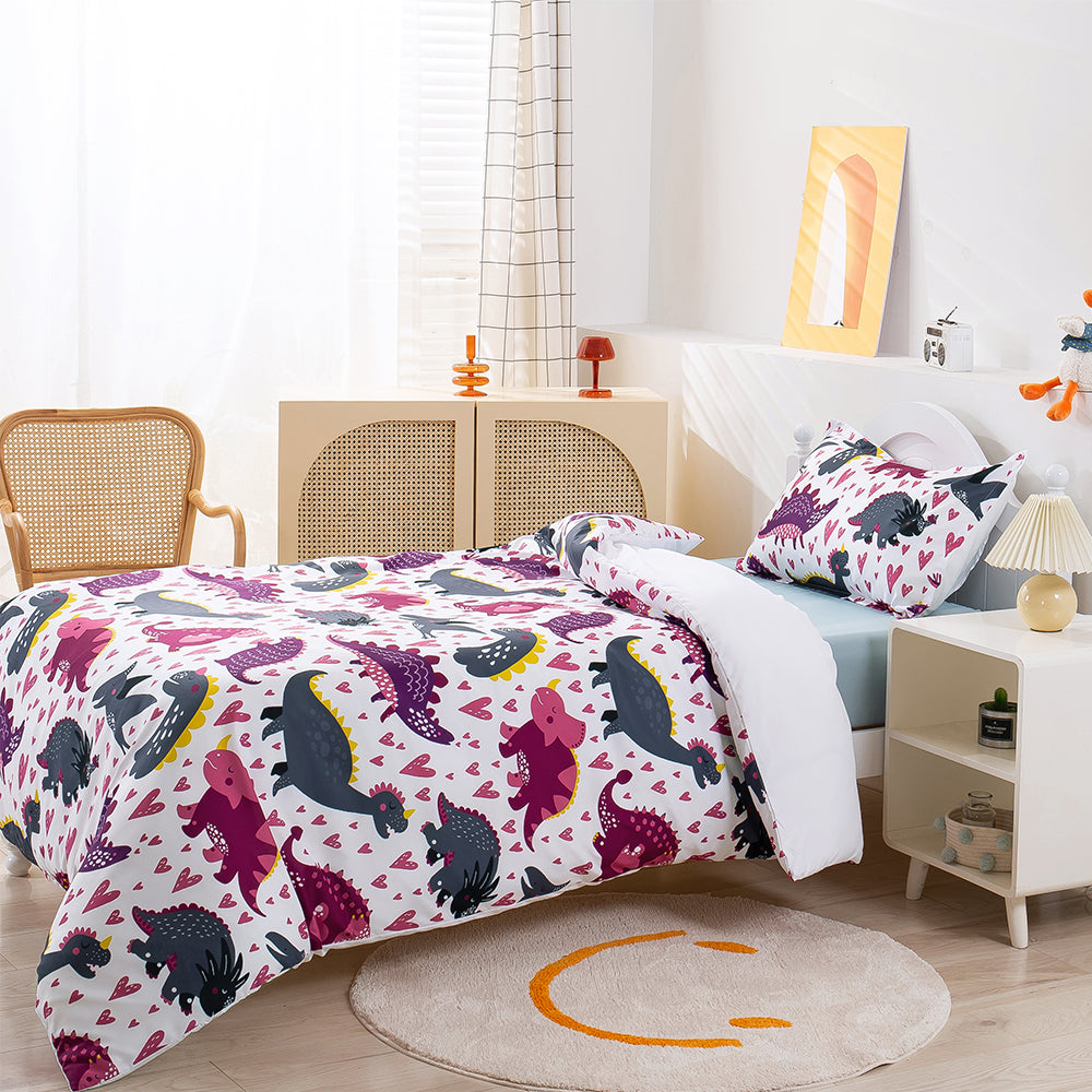 3D Dinosaur Colorful Cartoon Pattern Quilt Cover Set Bedding Set Duvet Cover Pillowcases 153- Jess Art Decoration