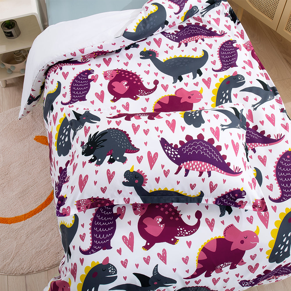 3D Dinosaur Colorful Cartoon Pattern Quilt Cover Set Bedding Set Duvet Cover Pillowcases 153- Jess Art Decoration