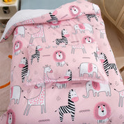 3D Zebra Elephant Lion Giraffe Pink Cartoon Pattern Quilt Cover Set Bedding Set Duvet Cover Pillowcases 161- Jess Art Decoration