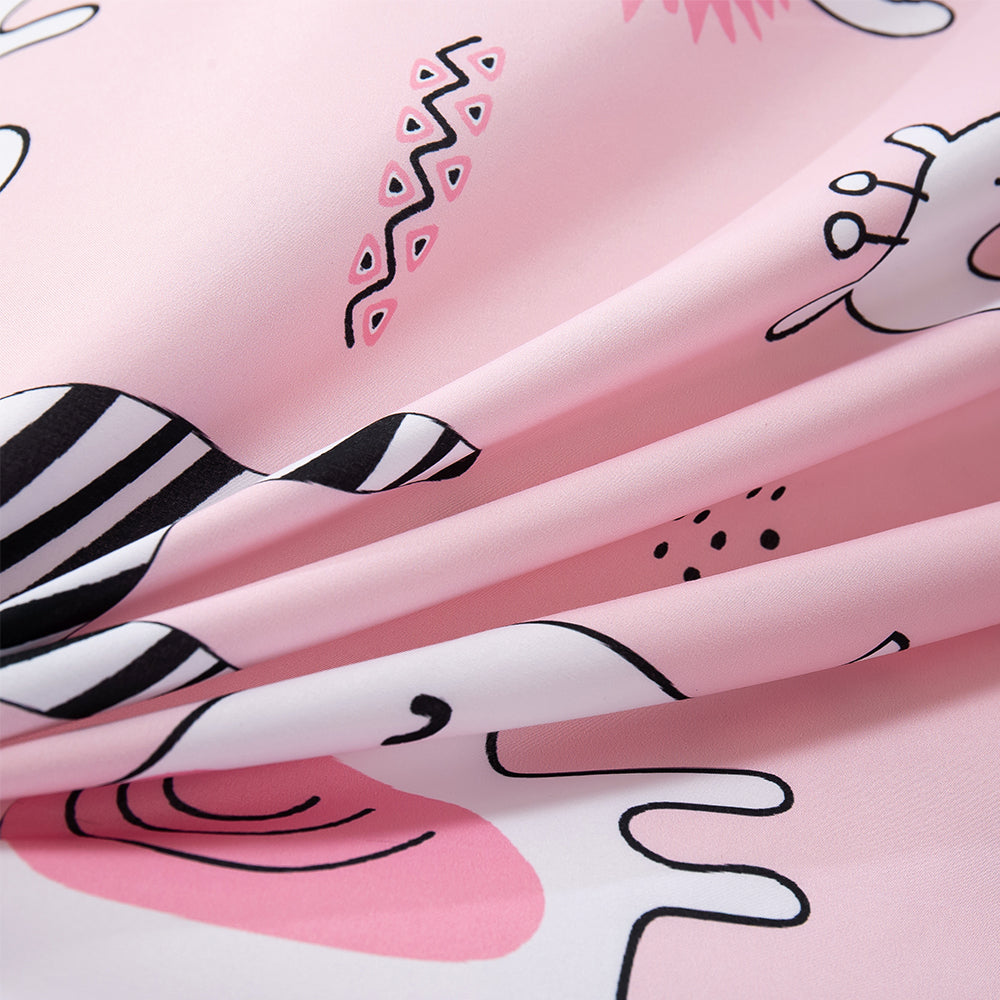 3D Zebra Elephant Lion Giraffe Pink Cartoon Pattern Quilt Cover Set Bedding Set Duvet Cover Pillowcases 161- Jess Art Decoration