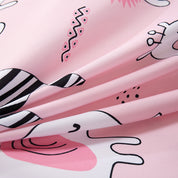 3D Zebra Elephant Lion Giraffe Pink Cartoon Pattern Quilt Cover Set Bedding Set Duvet Cover Pillowcases 161- Jess Art Decoration
