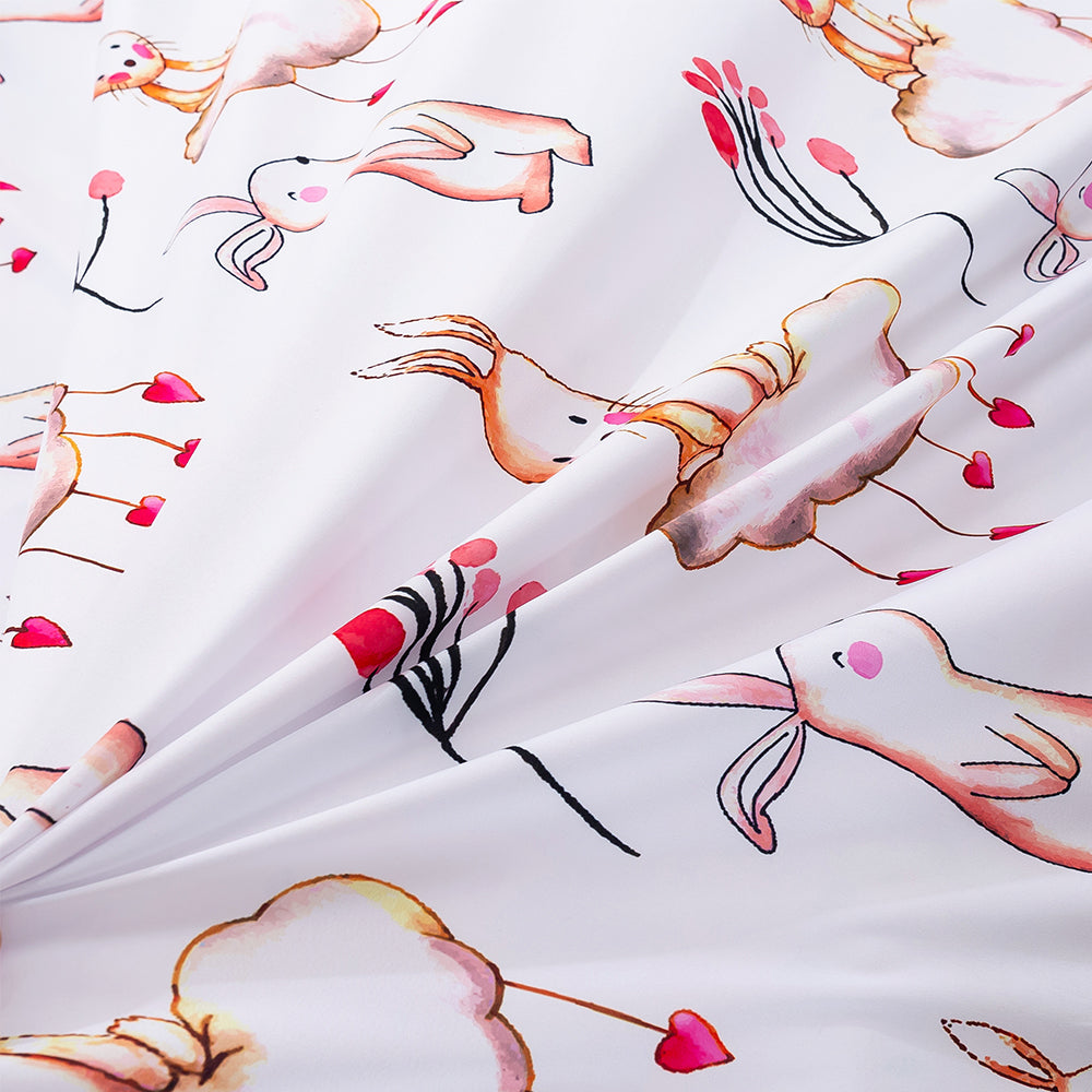 3D Rabbit Clouds Floral Pink Cartoon Pattern Quilt Cover Set Bedding Set Duvet Cover Pillowcases 171- Jess Art Decoration