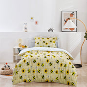 3D Bee Floral Sunflower Yellow Pattern Quilt Cover Set Bedding Set Duvet Cover Pillowcases 175- Jess Art Decoration