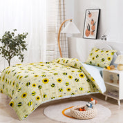 3D Bee Floral Sunflower Yellow Pattern Quilt Cover Set Bedding Set Duvet Cover Pillowcases 175- Jess Art Decoration