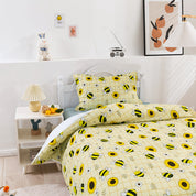 3D Bee Floral Sunflower Yellow Pattern Quilt Cover Set Bedding Set Duvet Cover Pillowcases 175- Jess Art Decoration