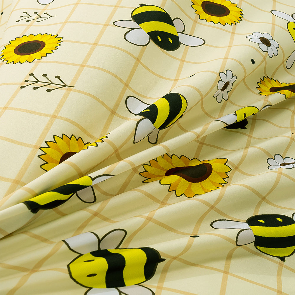 3D Bee Floral Sunflower Yellow Pattern Quilt Cover Set Bedding Set Duvet Cover Pillowcases 175- Jess Art Decoration