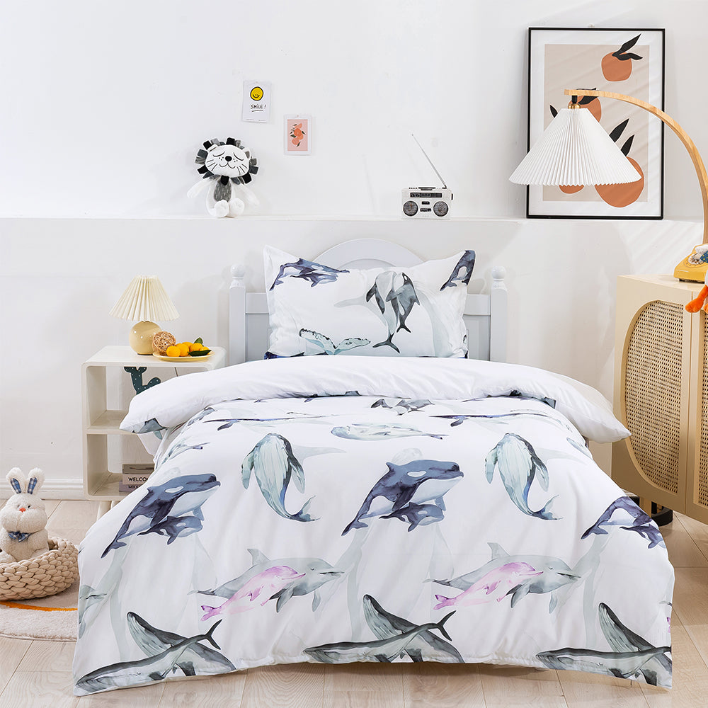 3D Dolphin Watercolor Pattern Quilt Cover Set Bedding Set Duvet Cover Pillowcases 182- Jess Art Decoration