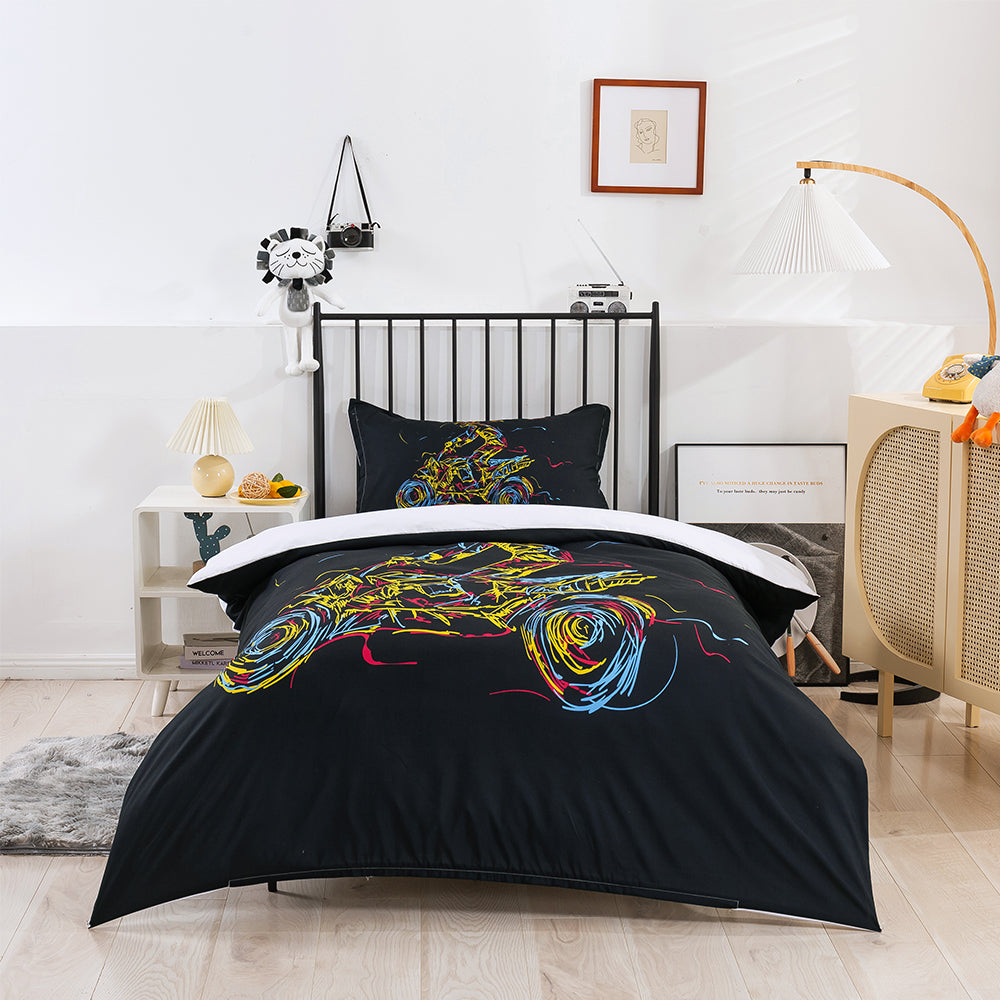 3D Motorcycle Colorful Lines Sports Quilt Cover Set Bedding Set Duvet Cover Pillowcase 194- Jess Art Decoration
