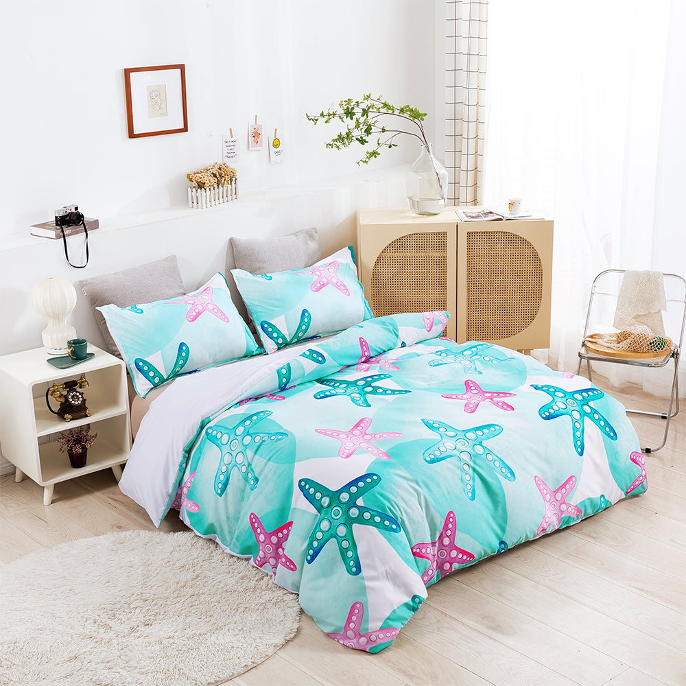 3D Watercolor Starfish Quilt Cover Set Bedding Set Duvet Cover Pillowcases 625- Jess Art Decoration