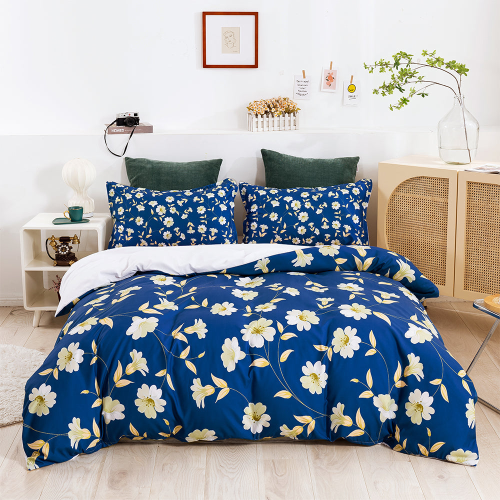 3D Blue Daisy Floral Quilt Cover Set Bedding Set Duvet Cover Pillowcases 627- Jess Art Decoration