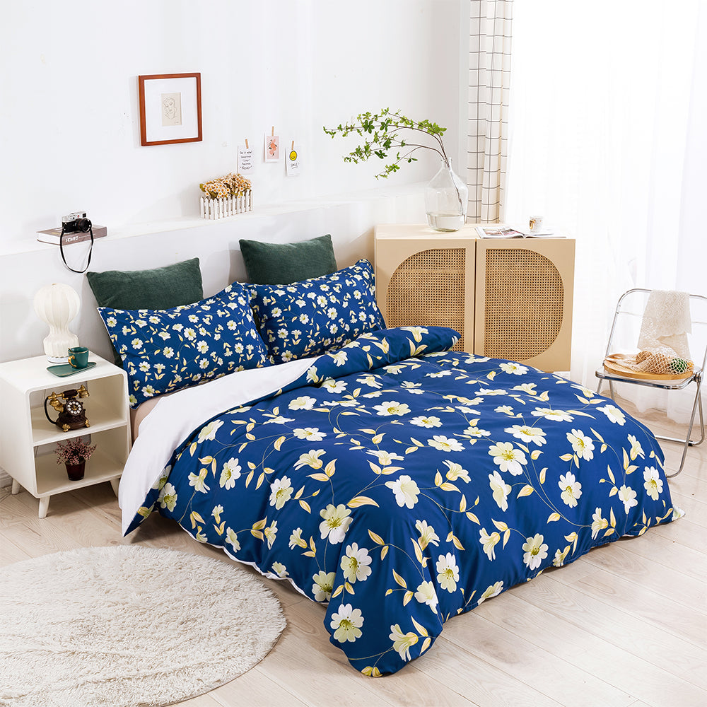 3D Blue Daisy Floral Quilt Cover Set Bedding Set Duvet Cover Pillowcases 627- Jess Art Decoration