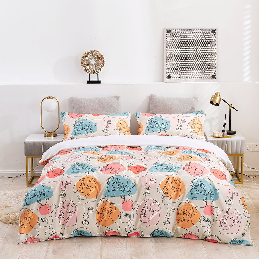 3D Head Portraits Retro Pattern Quilt Cover Set Bedding Set Duvet Cover Pillowcases 110- Jess Art Decoration