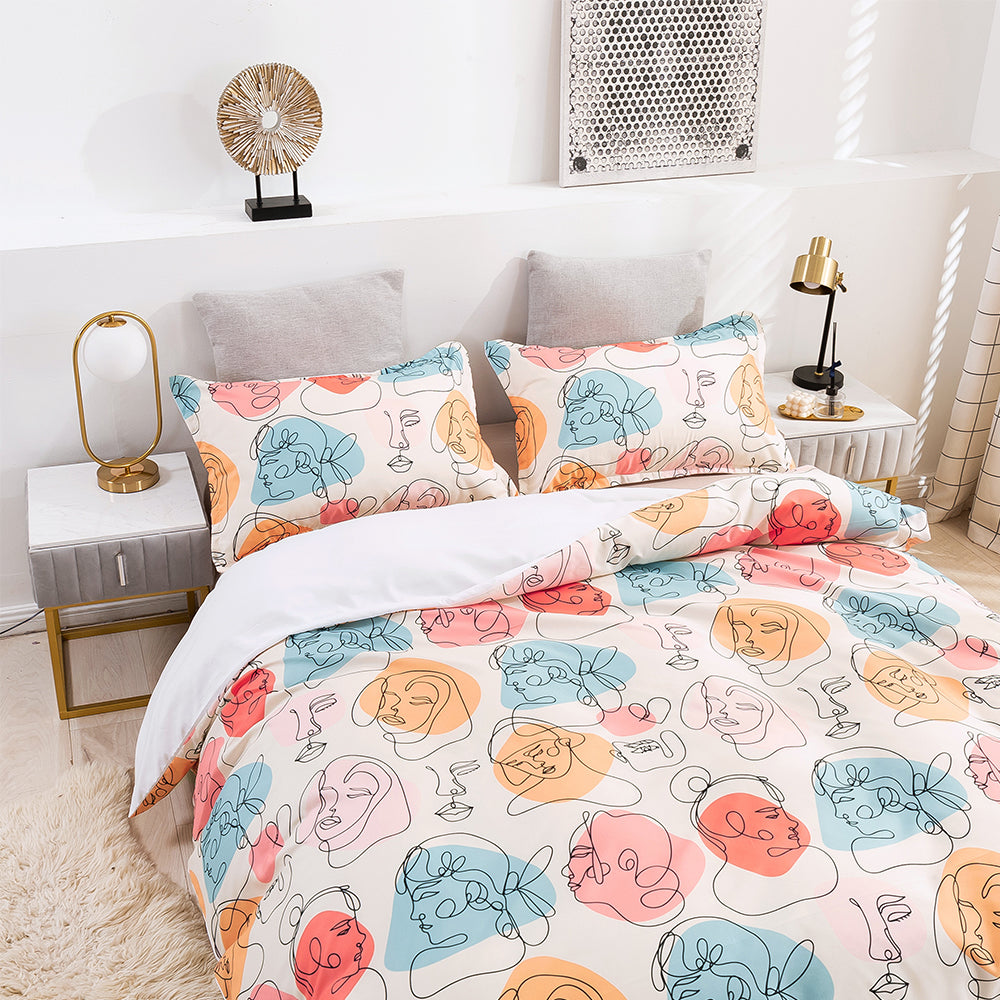 3D Head Portraits Retro Pattern Quilt Cover Set Bedding Set Duvet Cover Pillowcases 110- Jess Art Decoration
