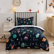 3D Planet Rocket Outer Space Meteor Cartoon Quilt Cover Set Bedding Set Duvet Cover Pillowcases 197- Jess Art Decoration
