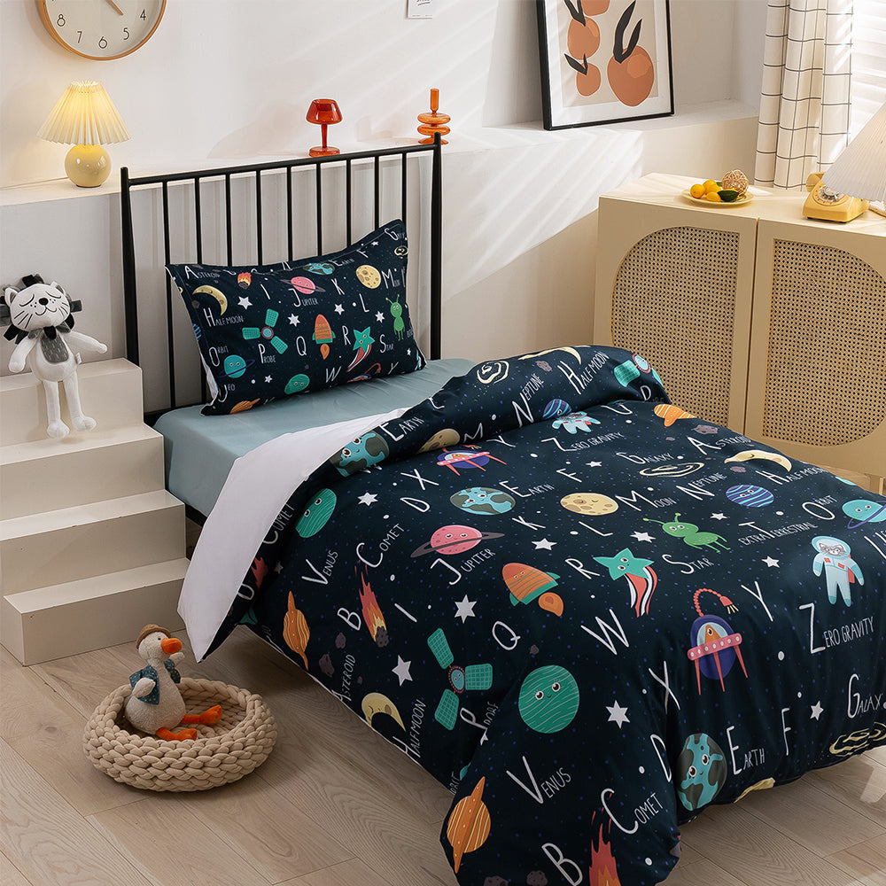 3D Planet Rocket Outer Space Meteor Cartoon Quilt Cover Set Bedding Set Duvet Cover Pillowcases 197- Jess Art Decoration