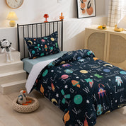3D Planet Rocket Outer Space Meteor Cartoon Quilt Cover Set Bedding Set Duvet Cover Pillowcases 197- Jess Art Decoration