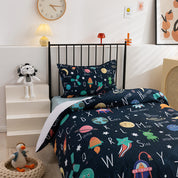 3D Planet Rocket Outer Space Meteor Cartoon Quilt Cover Set Bedding Set Duvet Cover Pillowcases 197- Jess Art Decoration