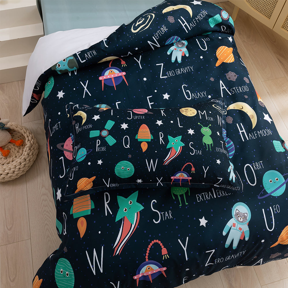 3D Planet Rocket Outer Space Meteor Cartoon Quilt Cover Set Bedding Set Duvet Cover Pillowcases 197- Jess Art Decoration