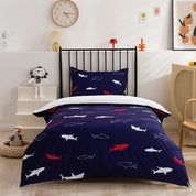 3D Shark Blue Pattern Quilt Cover Set Bedding Set Duvet Cover Pillowcases 137- Jess Art Decoration