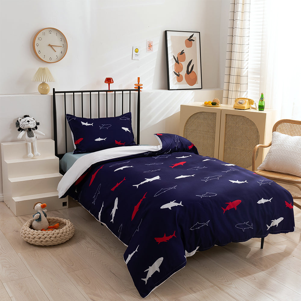3D Shark Blue Pattern Quilt Cover Set Bedding Set Duvet Cover Pillowcases 137- Jess Art Decoration