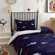 3D Shark Blue Pattern Quilt Cover Set Bedding Set Duvet Cover Pillowcases 137- Jess Art Decoration