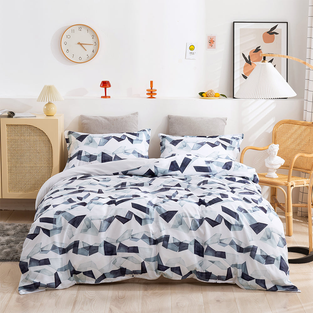 3D Geometric Blue Watercolor Pattern Quilt Cover Set Bedding Set Duvet Cover Pillowcases 121- Jess Art Decoration