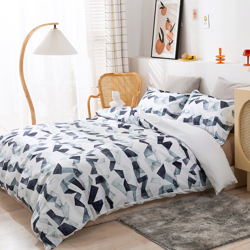 3D Geometric Blue Watercolor Pattern Quilt Cover Set Bedding Set Duvet Cover Pillowcases 121- Jess Art Decoration