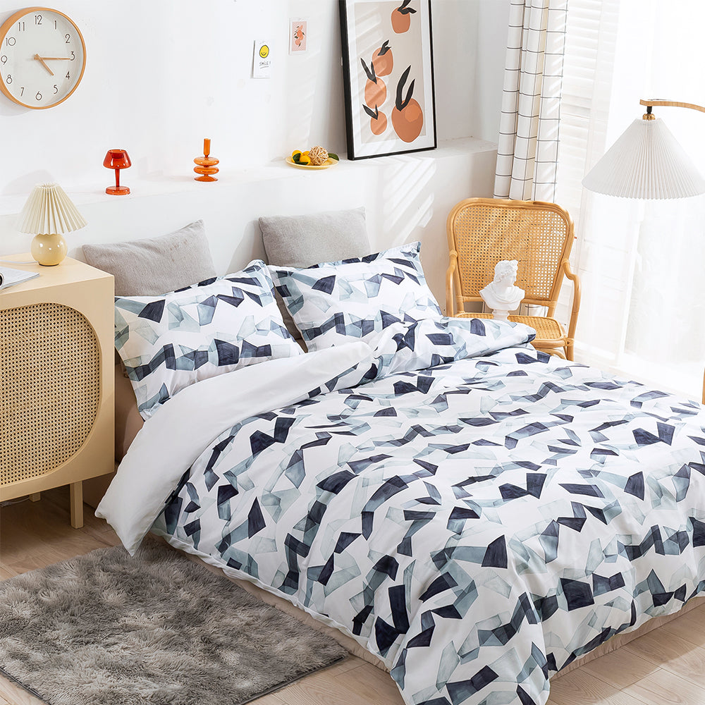 3D Geometric Blue Watercolor Pattern Quilt Cover Set Bedding Set Duvet Cover Pillowcases 121- Jess Art Decoration