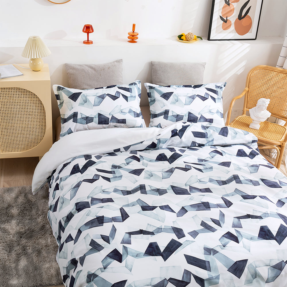 3D Geometric Blue Watercolor Pattern Quilt Cover Set Bedding Set Duvet Cover Pillowcases 121- Jess Art Decoration