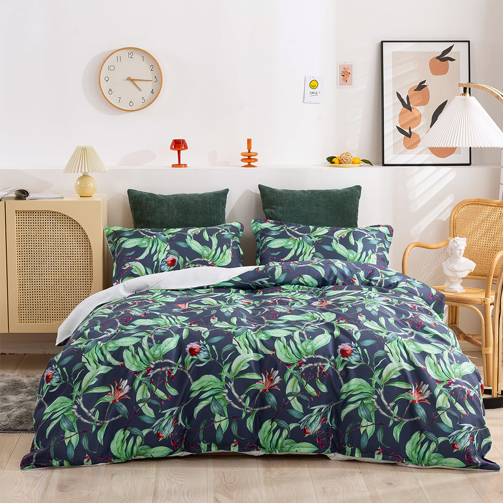 3D Floral Leaves Pattern Quilt Cover Set Bedding Set Duvet Cover Pillowcases 117- Jess Art Decoration