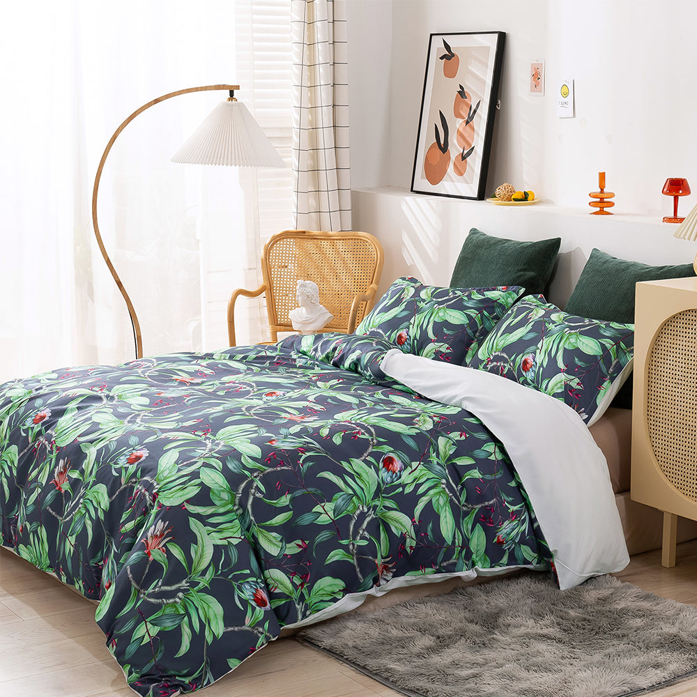 3D Floral Leaves Pattern Quilt Cover Set Bedding Set Duvet Cover Pillowcases 117- Jess Art Decoration