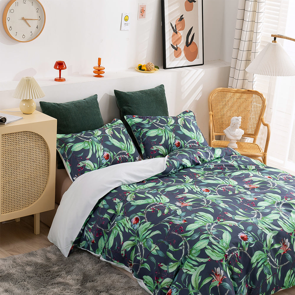 3D Floral Leaves Pattern Quilt Cover Set Bedding Set Duvet Cover Pillowcases 117- Jess Art Decoration