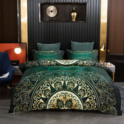 3D Medallion Green Gold Floral Quilt Cover Set Bedding Set Duvet Cover Pillowcases 135- Jess Art Decoration