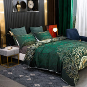 3D Medallion Green Gold Floral Quilt Cover Set Bedding Set Duvet Cover Pillowcases 135- Jess Art Decoration