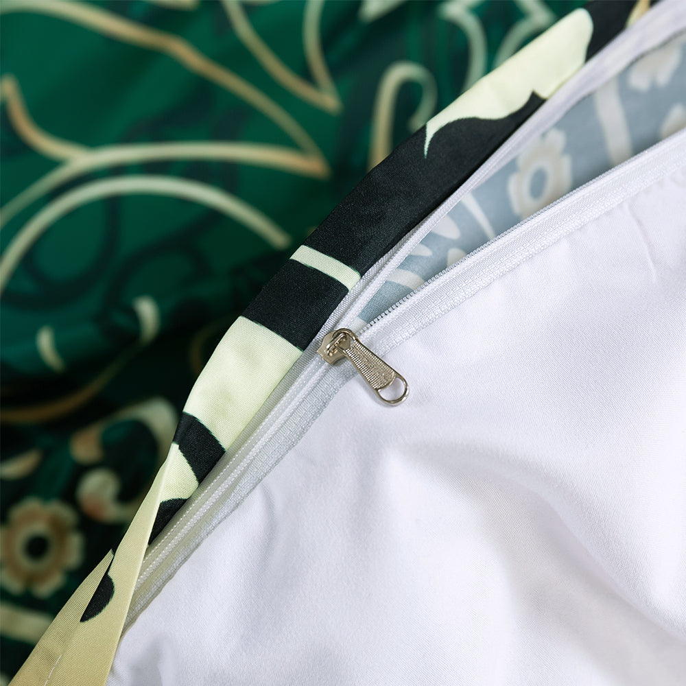 3D Medallion Green Gold Floral Quilt Cover Set Bedding Set Duvet Cover Pillowcases 135- Jess Art Decoration