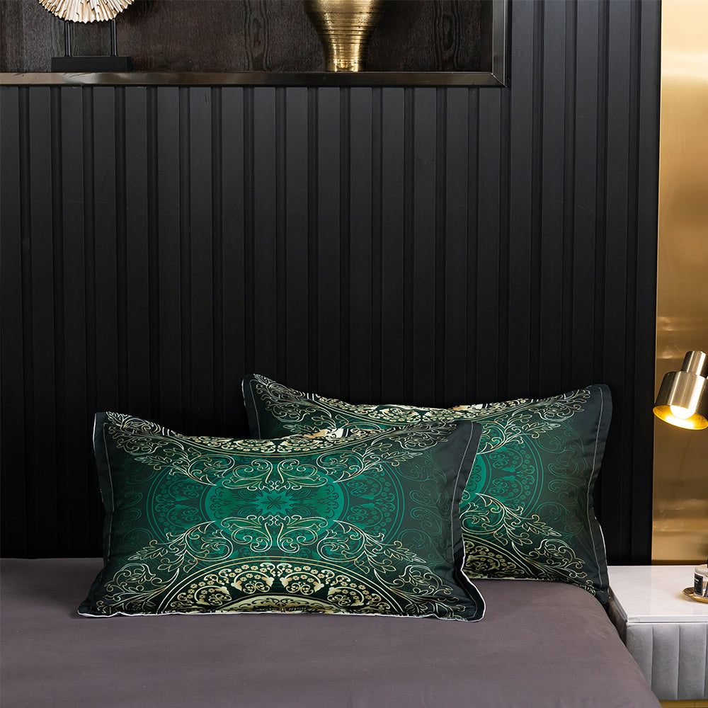 3D Medallion Green Gold Floral Quilt Cover Set Bedding Set Duvet Cover Pillowcases 135- Jess Art Decoration