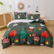 3D Snowflake Gift Green Christmas Quilt Cover Set Bedding Set Duvet Cover Pillowcases 691- Jess Art Decoration