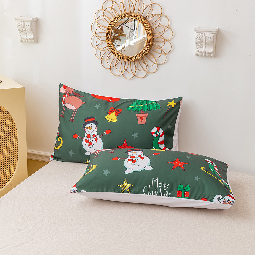 3D Snowflake Gift Green Christmas Quilt Cover Set Bedding Set Duvet Cover Pillowcases 691- Jess Art Decoration