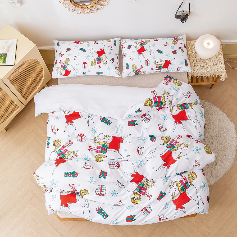 3D Unicorn Bird Gift Christmas Quilt Cover Set Bedding Set Duvet Cover Pillowcases 693- Jess Art Decoration