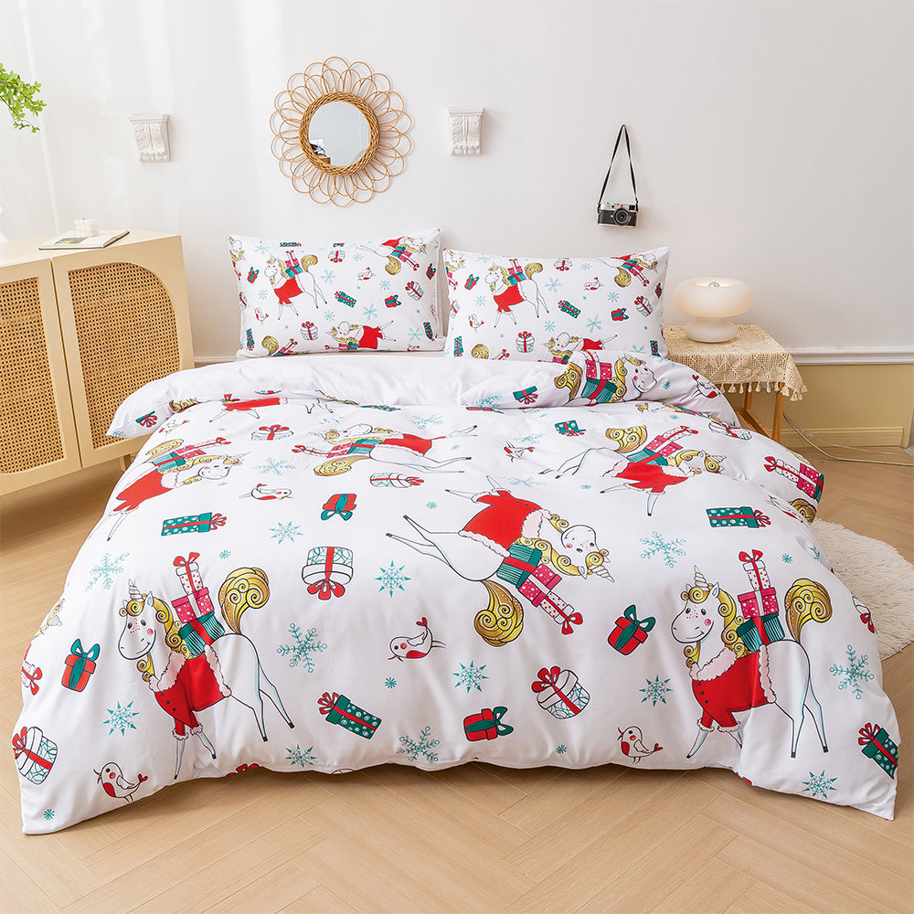 3D Unicorn Bird Gift Christmas Quilt Cover Set Bedding Set Duvet Cover Pillowcases 693- Jess Art Decoration
