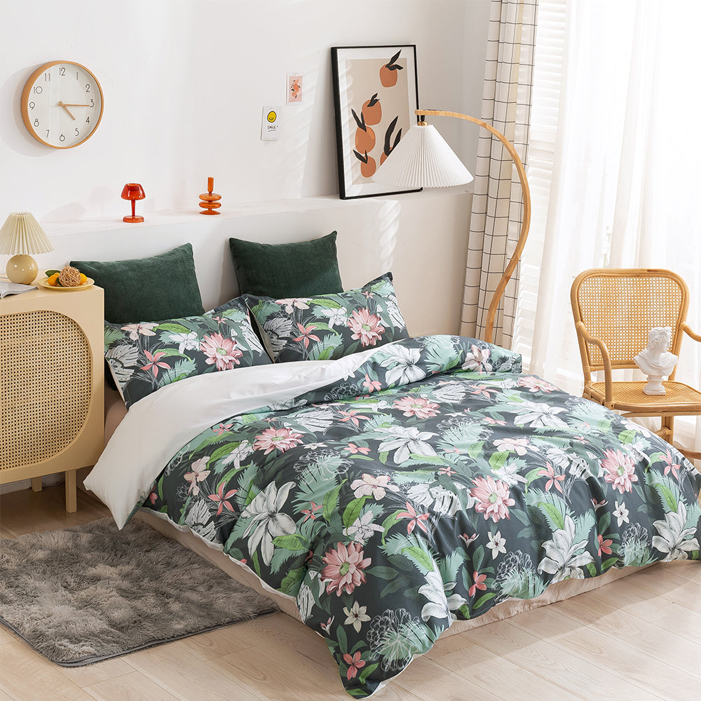 3D Floral Leaves Retro Pattern Quilt Cover Set Bedding Set Duvet Cover Pillowcases 126- Jess Art Decoration
