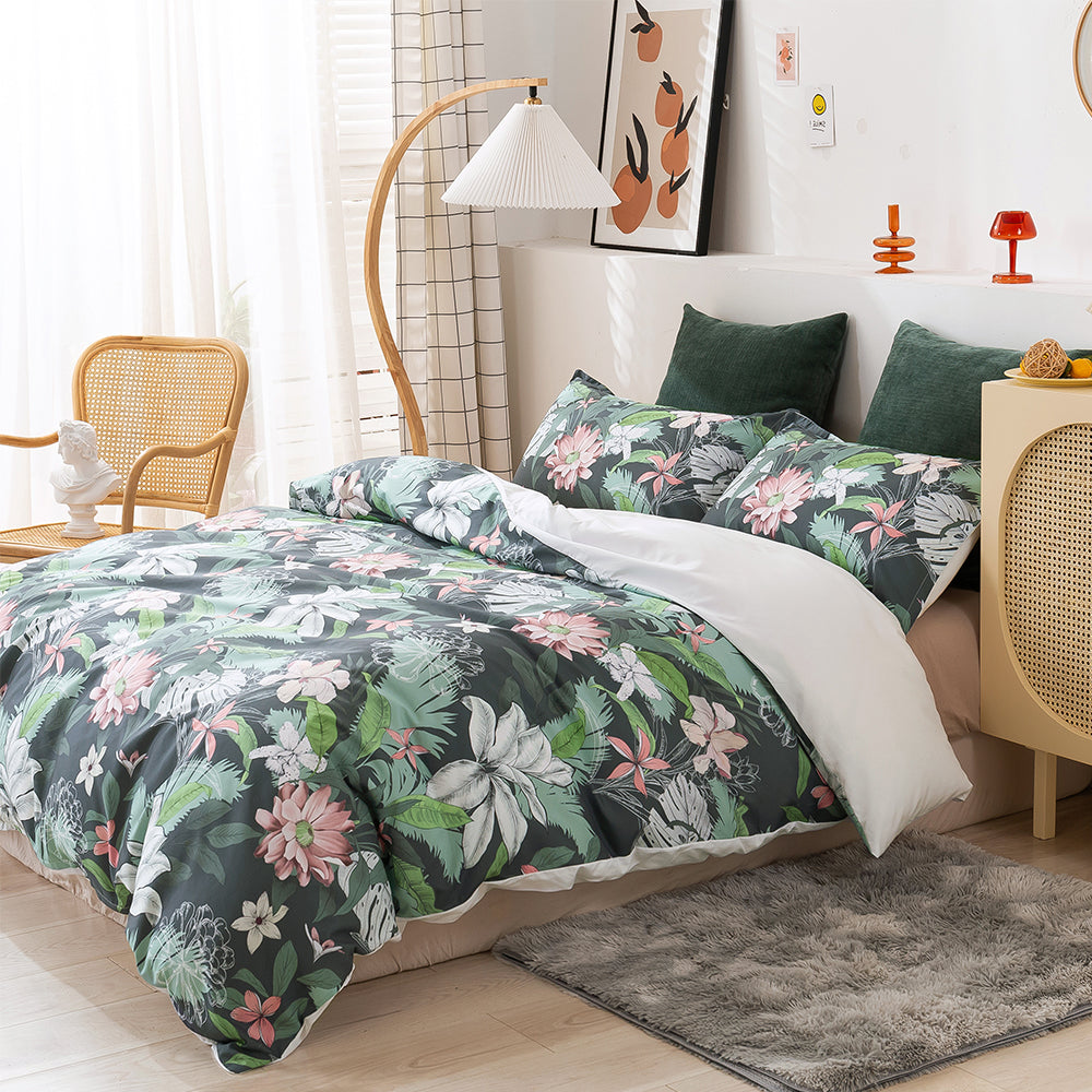 3D Floral Leaves Retro Pattern Quilt Cover Set Bedding Set Duvet Cover Pillowcases 126- Jess Art Decoration
