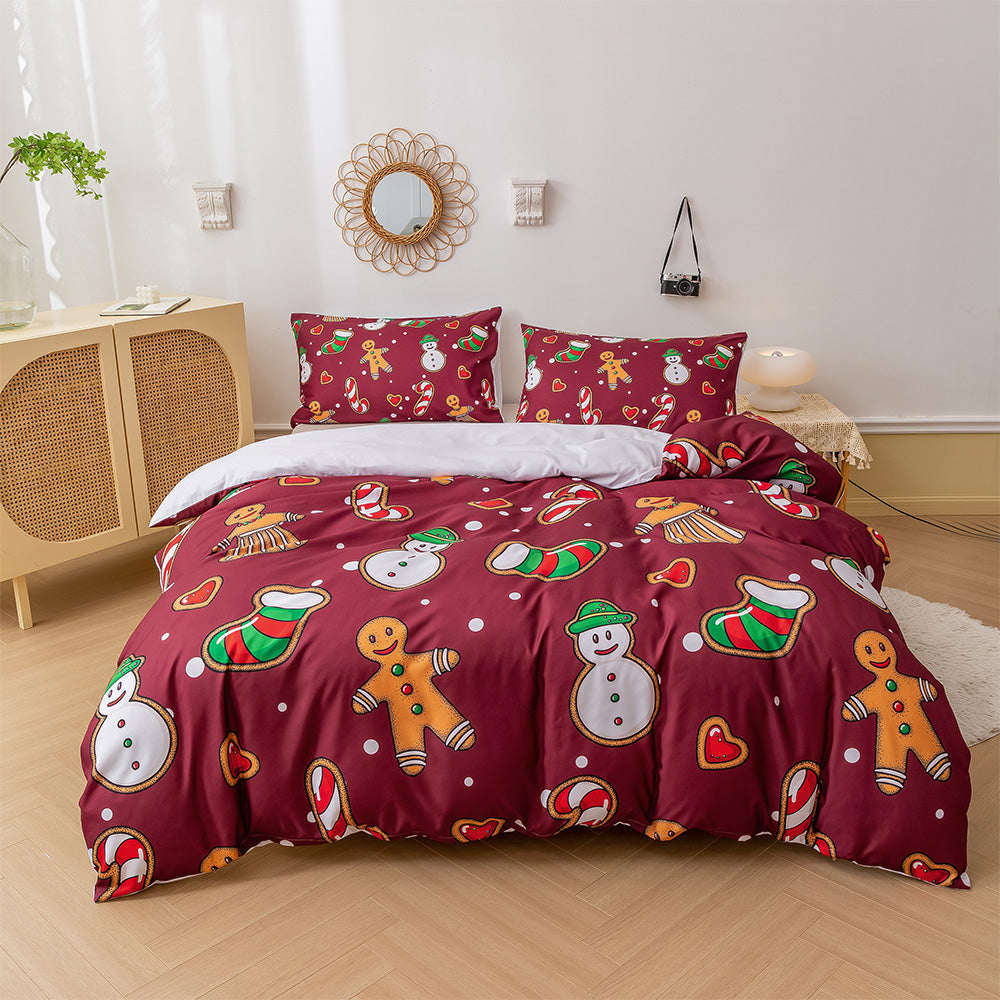3D Snowman Toy Gift Red Christmas Quilt Cover Set Bedding Set Duvet Cover Pillowcases 697- Jess Art Decoration