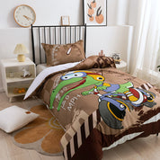 3D Crocodile Motorcycle Race Brown Cartoon Quilt Cover Set Bedding Set Duvet Cover Pillowcases 219- Jess Art Decoration